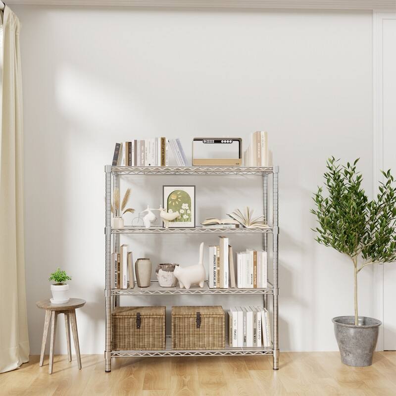 4/5-Tier Heavy Duty Wire Shelves, Chrome/Black, 36/48"W, 350/400 lbs