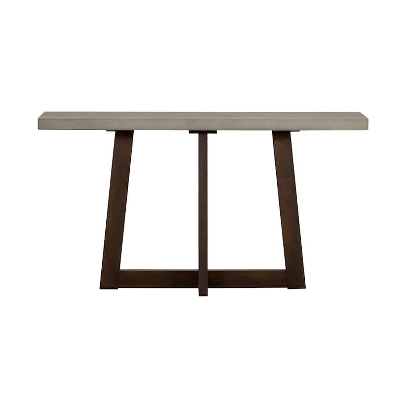 Elodie Grey Concrete and Oak Wood 55" Console Sofa Entryway Table