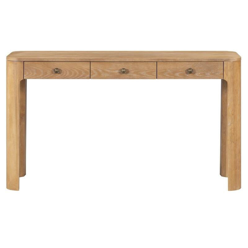 Rustic 52" Console Table with Drawers and Curved Legs for Entryway or Living Room Decor