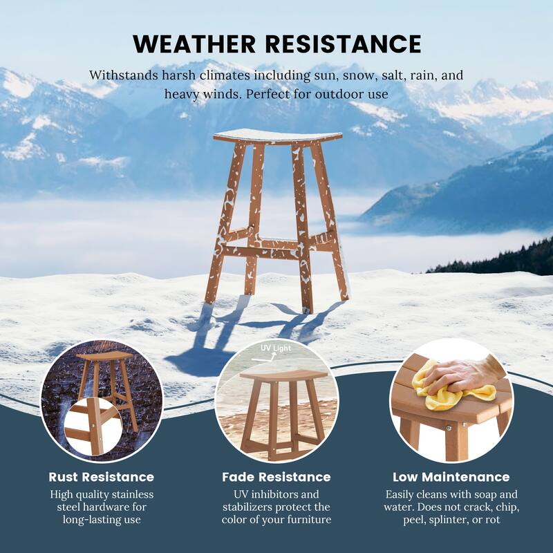 Laguna Hdpe All Weather Outdoor Patio 29" Saddle Seat Bar Stool (Set Of 3)
