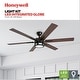 preview thumbnail 8 of 15, 56" Honeywell Kaliza Expresso Bronze Modern LED Ceiling Fan with Light & Remote - 56-inch