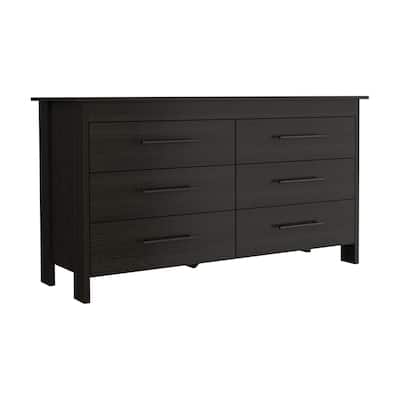 TUHOME Hms Double Dresser with 6 Drawers, 4 Legs and Metal Hardware - N/A