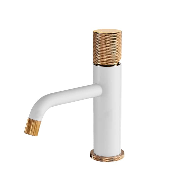 Modern Brass Single Handle Bathroom Basin Faucet Design Deck Mounted Water Mixer Tap - Gold+White