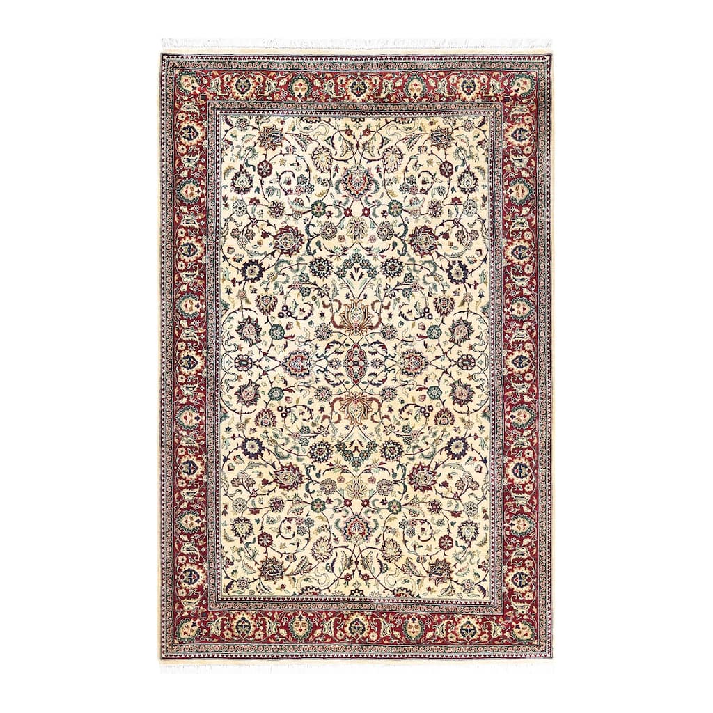 Overton Hand Knotted Wool Vintage Inspired Traditional Mogul Ivory Area Rug - 7' 1" X 4' 7"
