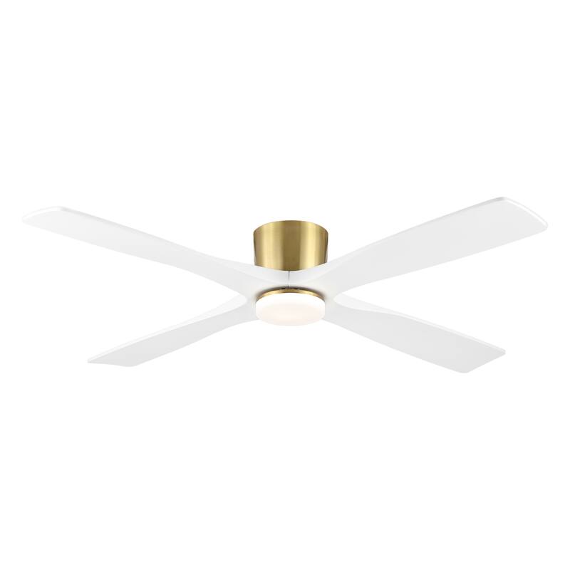 WINGBO 60" Flush Mount DC Ceiling Fan with Lights, 4 Reversible Blades, Hugger Low Profile Indoor Ceiling Fan