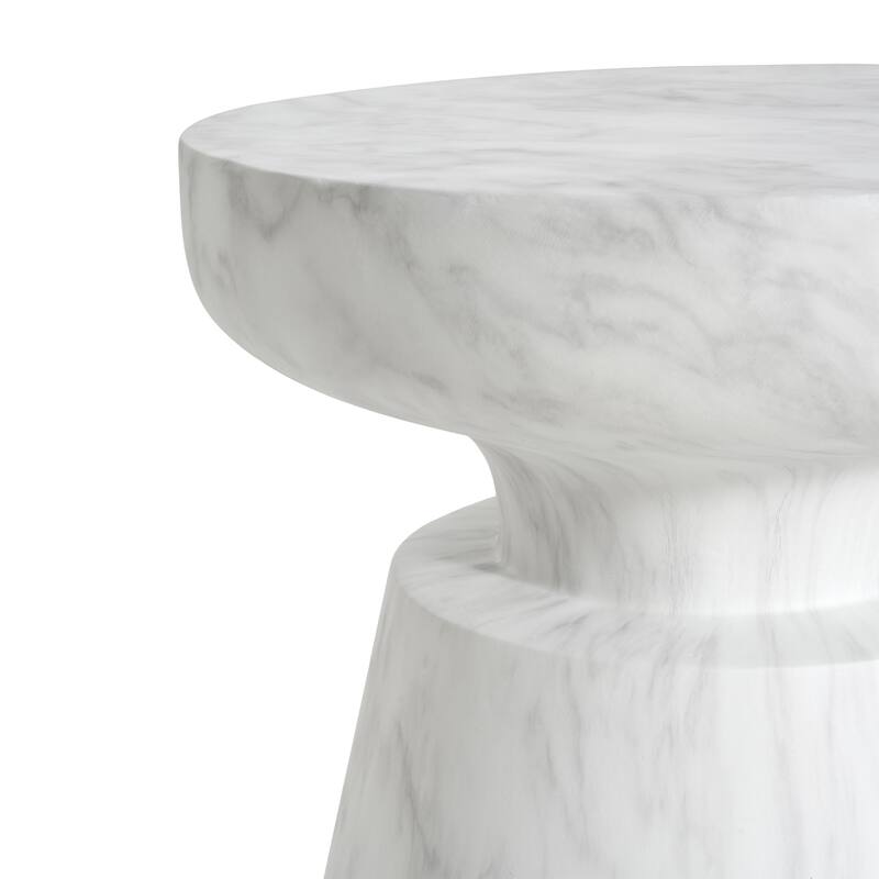 Outdoor Ponti Travertine Side Table, White - 15.65