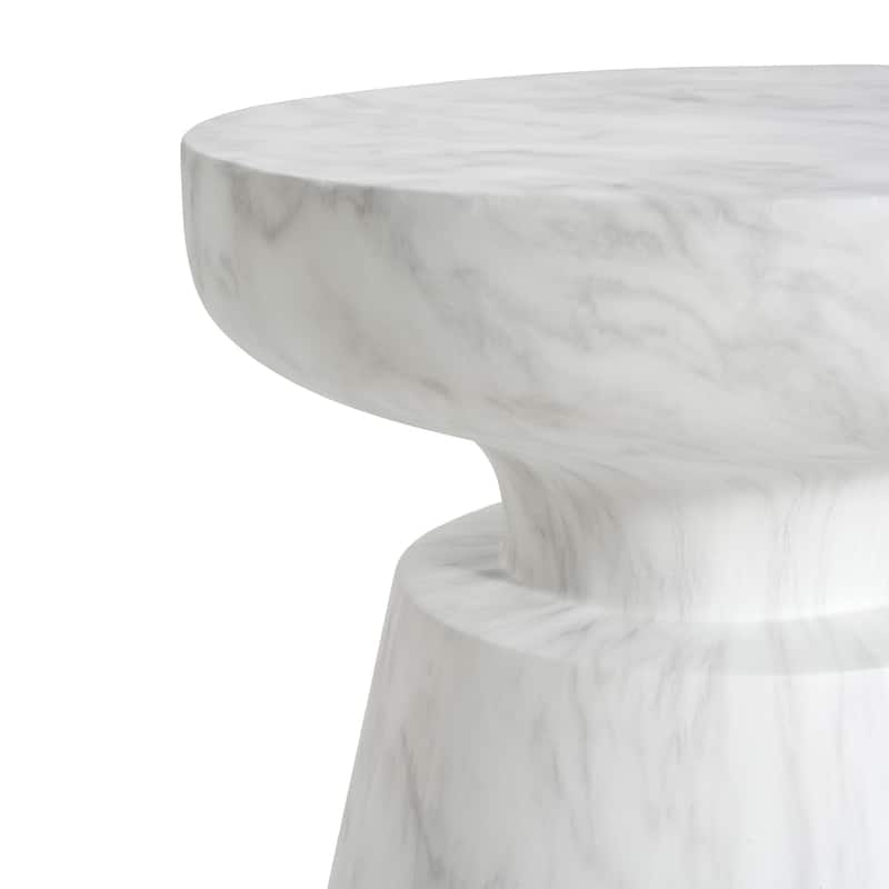 Roomfitters Outdoor Ponti Travertine Side Table, Modern Accent End Table for Patio or Living Room