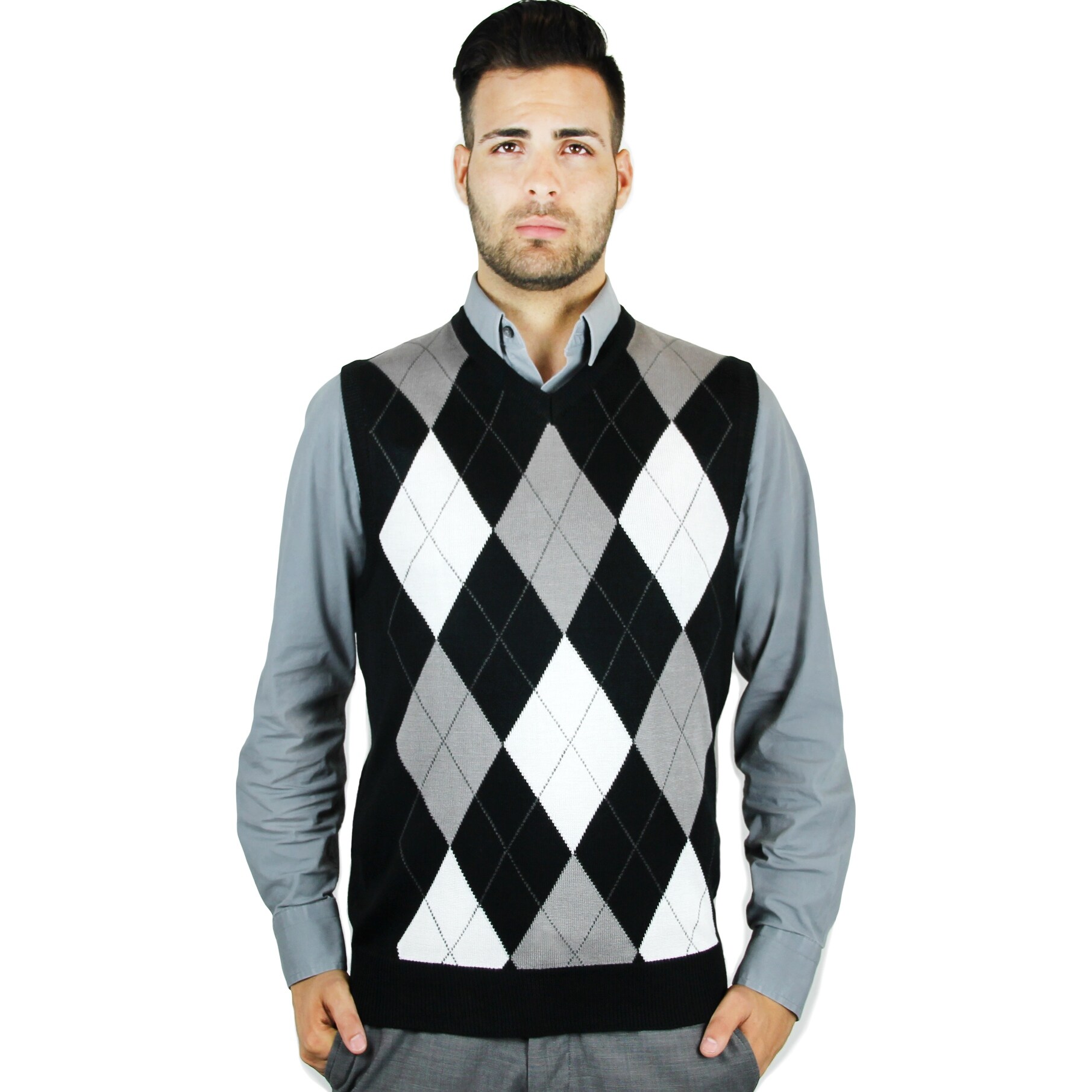 mens argyle sleeveless sweater
