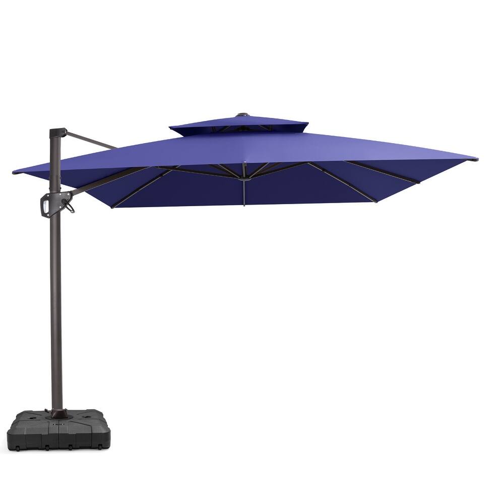 VredHom Patio Outdoor 9 x 11 FT Double Top Aluminum Cantilever-Offset Umbrella with HDPE Wheel Base