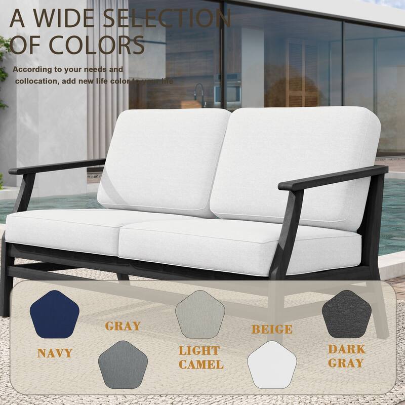 Patio Teak Wood Outdoor Loveseat Sofa with Cushions