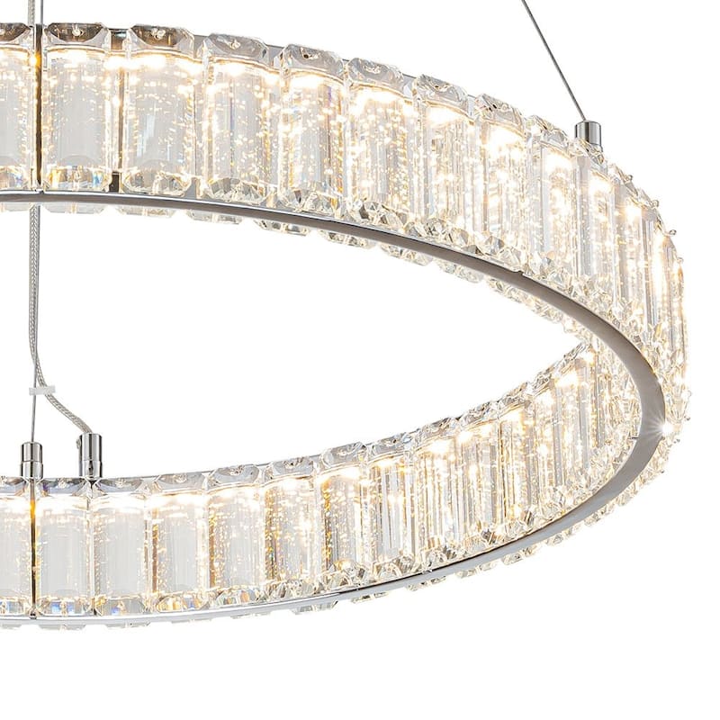 Modern Chrome Crystal Ring Dimmable LED Pendant