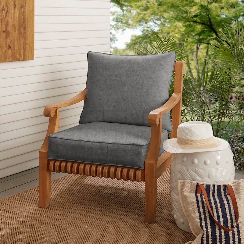 Sorra Home Indoor/Outdoor Corded Pillow and Cushion Chair Set - 30 x 27 x 5 Pillow Cushion Set Corded - Graphite