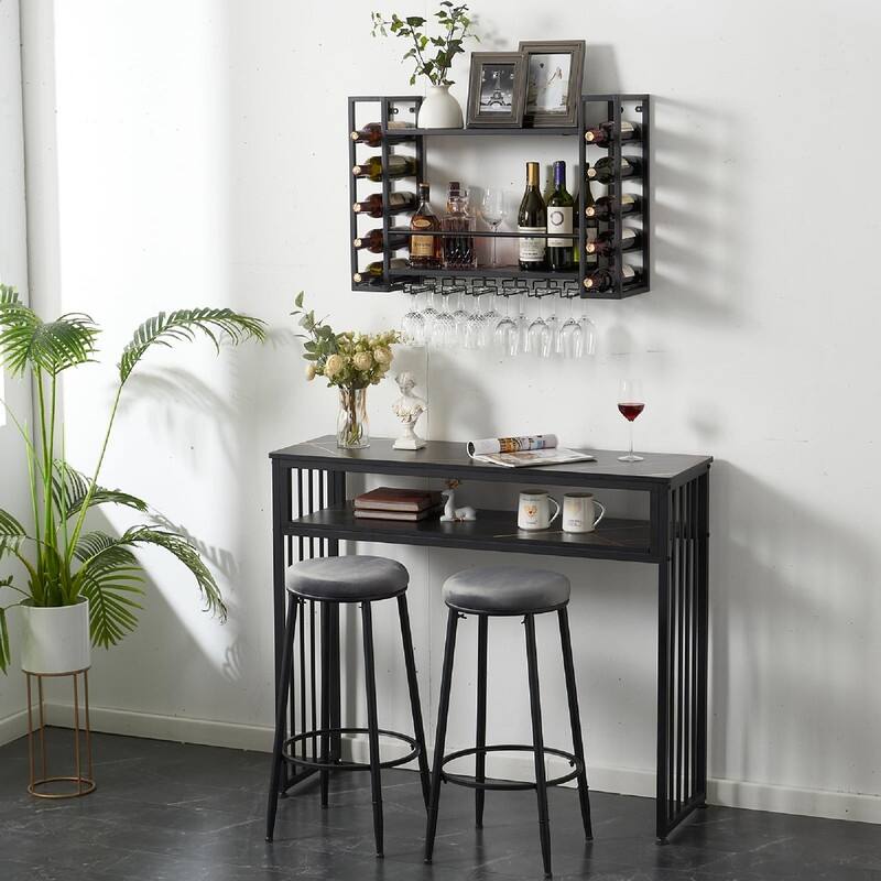 Wall Mounted Wine Rack - 32.76"D x 9.84"W x 21.65"H