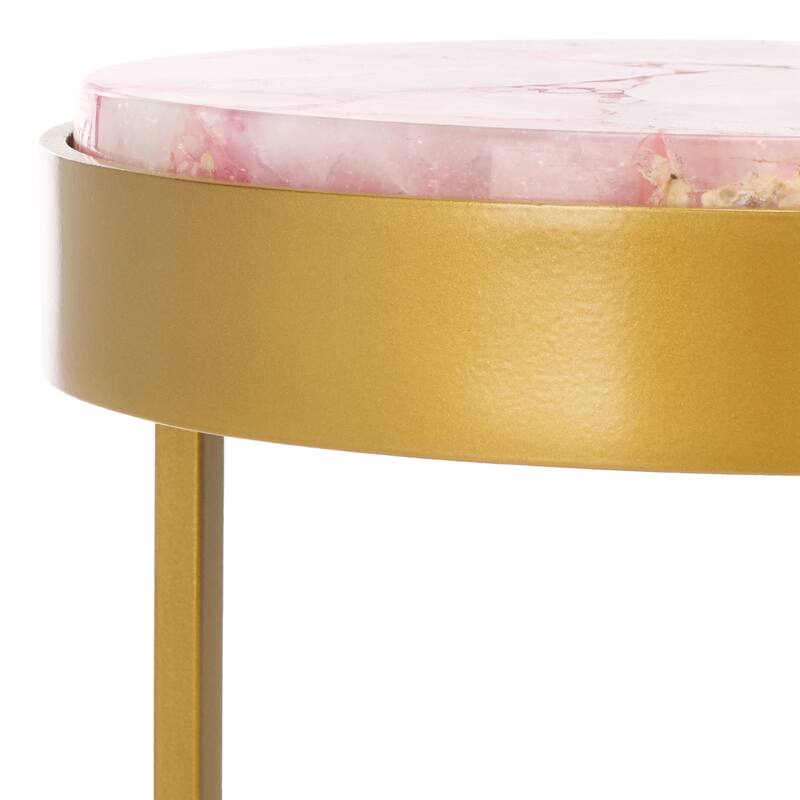 SAFAVIEH Couture Roseclaire Stone Drink Table (Fully Assembled) - 10"W x 10"D x 24"H