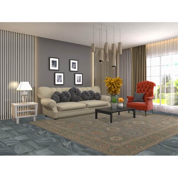 Hand Knotted Oriental 100% Wool Carpet Transitional All-Over Greys & Charcoal Oushak Area Rug - 9' 11'' X 8' 0''