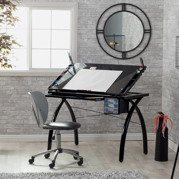 Glass top outlet craft table