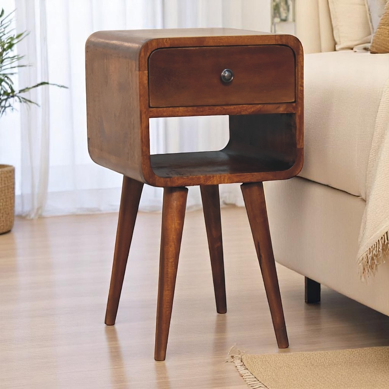 Artisan Furniture Solid Wood Mini Chestnut Curve Lower Nightstand