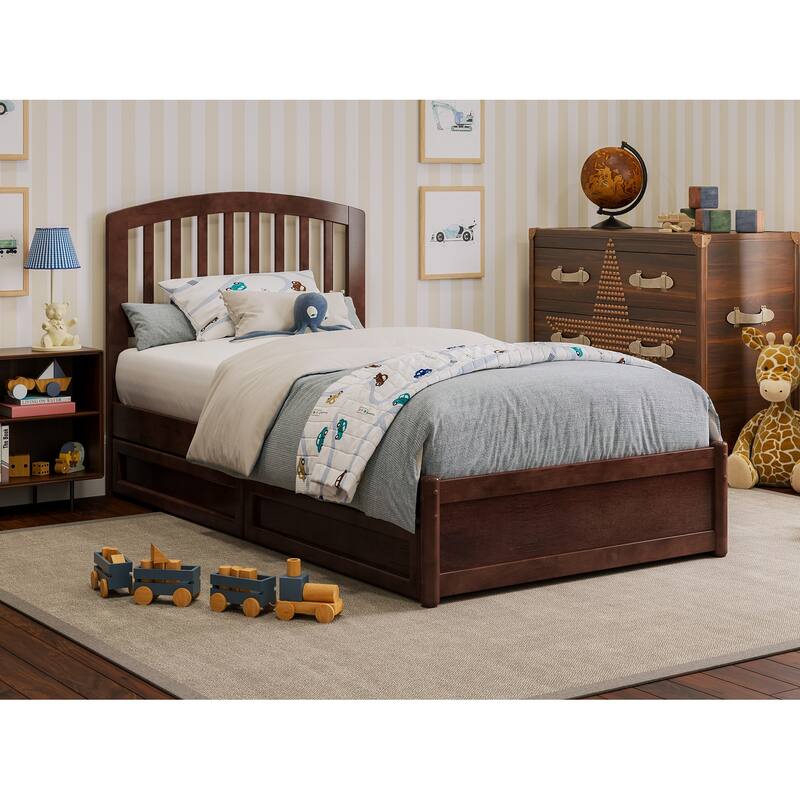 Lucia Platform Bed with Panel Footboard and Storage Drawers - Walnut - Twin