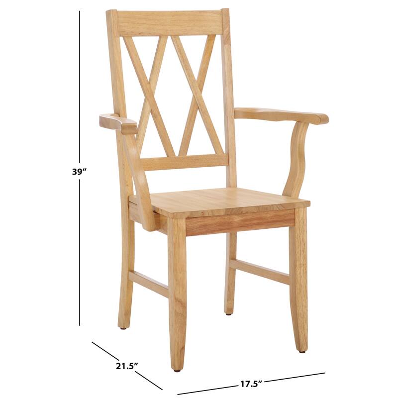 SAFAVIEH HOME Yelena Double X-Back Arm Chair - 18"W x 22"D x 39"H