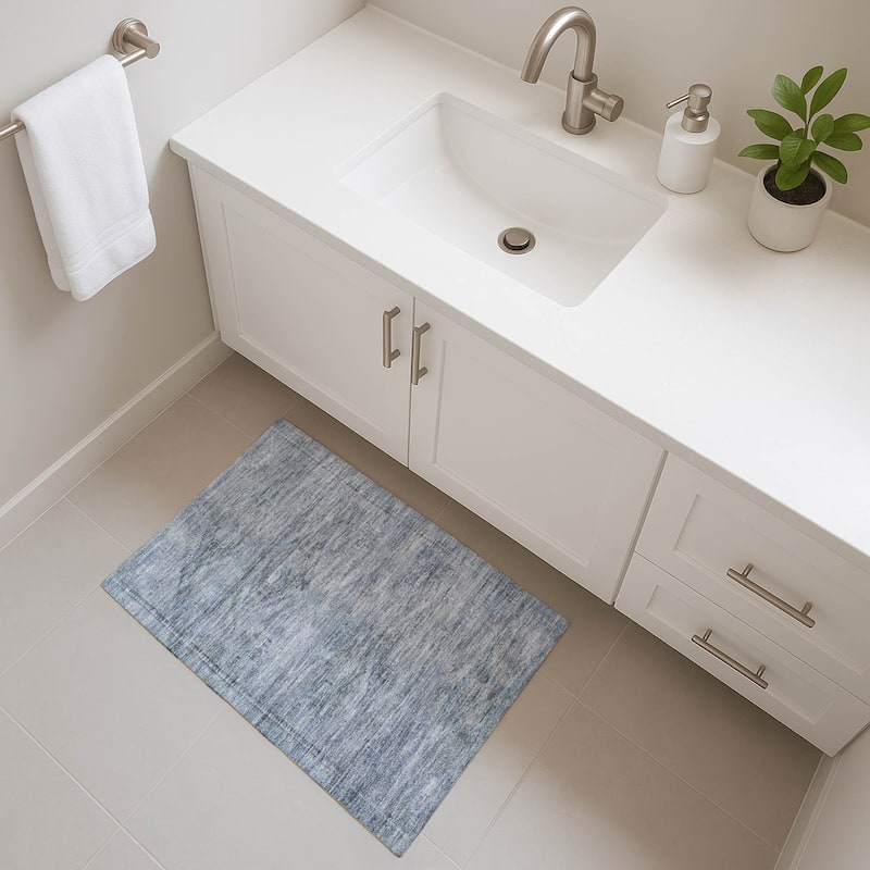 Premium Washable Super Soft Vintage Traditional Mayfield Rug - Sky - 1'8" x 2'6"