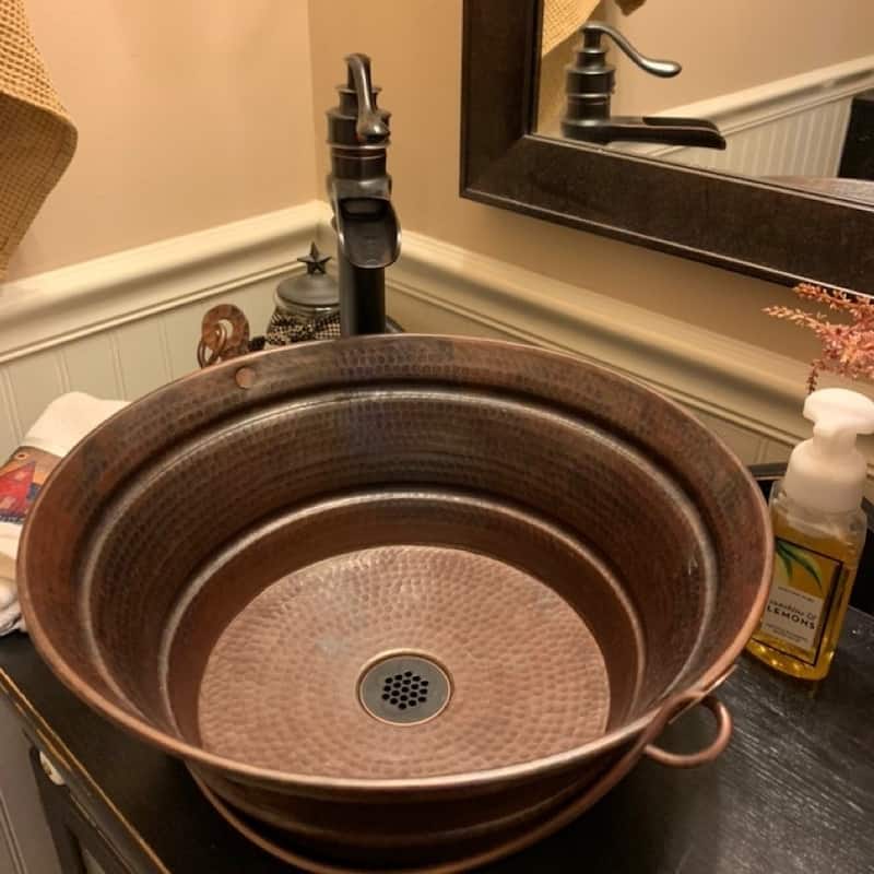1.5" Non-Overflow 19-Hole Grid Bathroom Sink Drain in Aged Copper