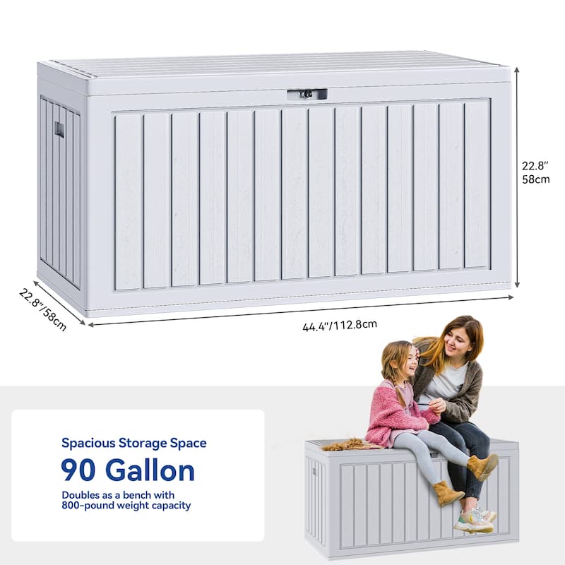90 Gallons Water Resistant Resin Lockable Deck Box