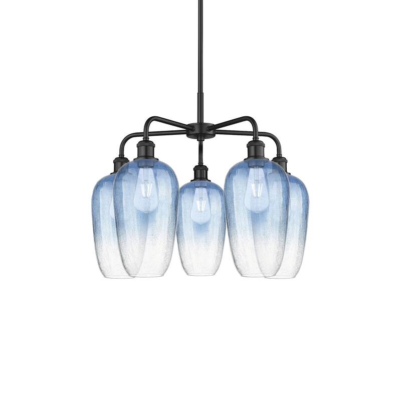 Innovations Lighting 516-5CR-21-26 Brookhaven Flute Chandelier - Matte Black / Sapphire Blue