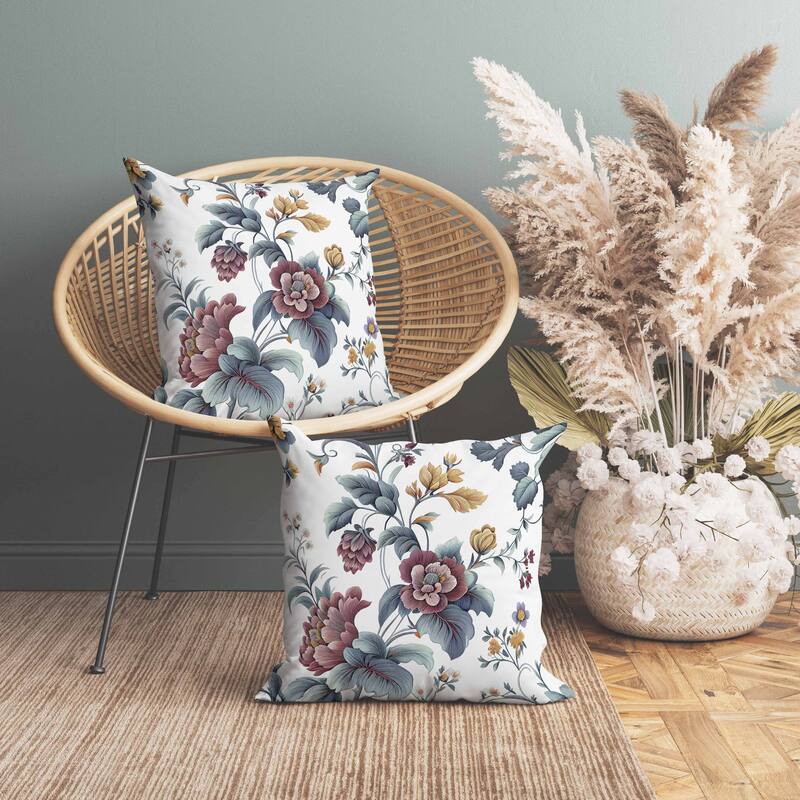 Orchit Magic Indoor/Outdoor Reversible Throw Pillow White and Blue