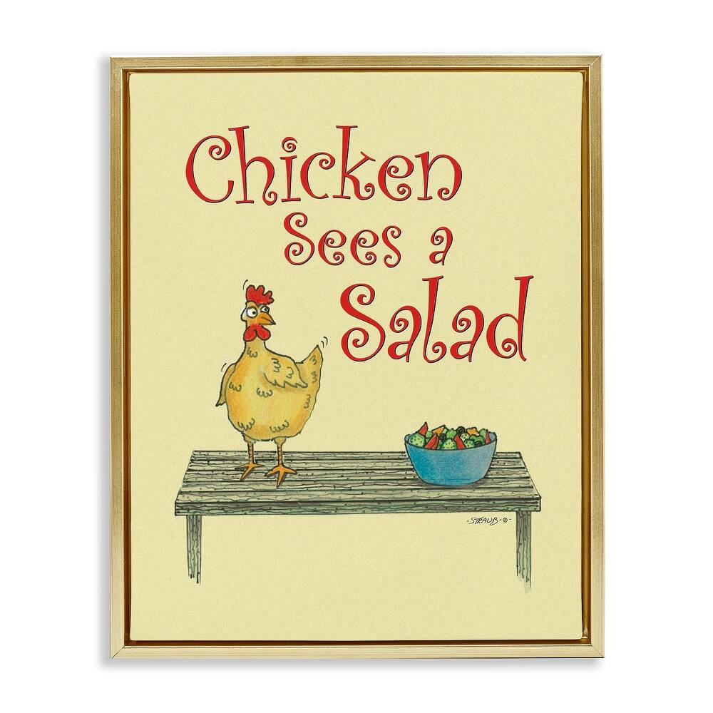 Stupell Chicken Salad Vintage Pun Framed Floater Canvas Wall Art Design By Roger Straub