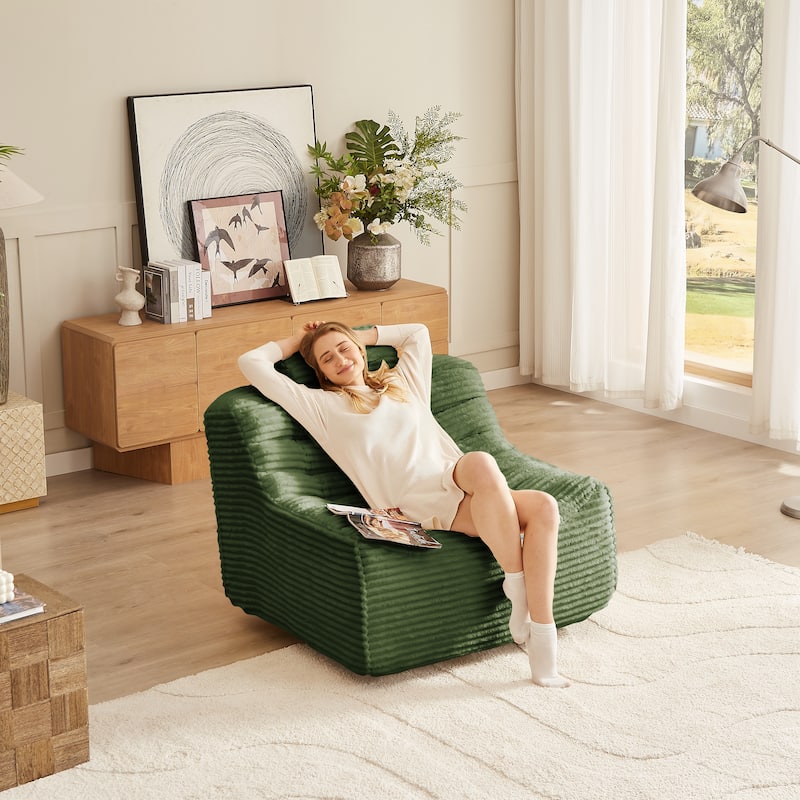 Oversize Swivel Chair Glider Chair with Switchable Head Pillow and Waist Pillow, Soft Plush Lounge Chair Accent Chair