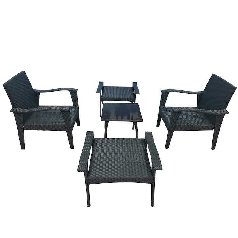 Rattan Luxe 5-piece Outdoor Patio Furniture Set with Removable Plush Cushions, Easy Clean and Assemble