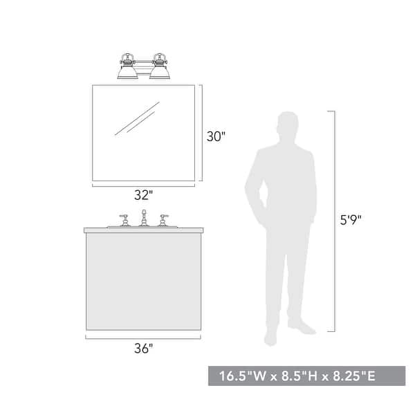 Duncan 2 Light Bath Vanity - 16.5"x8.5"