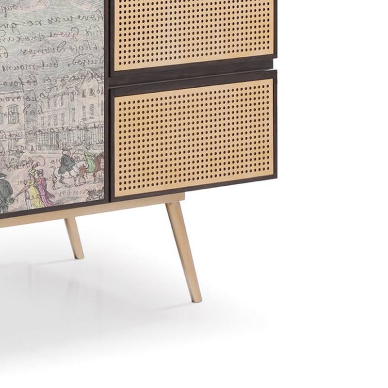 Cid Pevo Sideboard Buffet Cabinet, Smoke Ash Gray, 71 Inch, 3 Doors