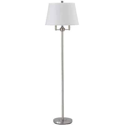HomeRoots 62" Nickel Four Light Traditional Shaped Floor Lamp With White Square Shade - 17