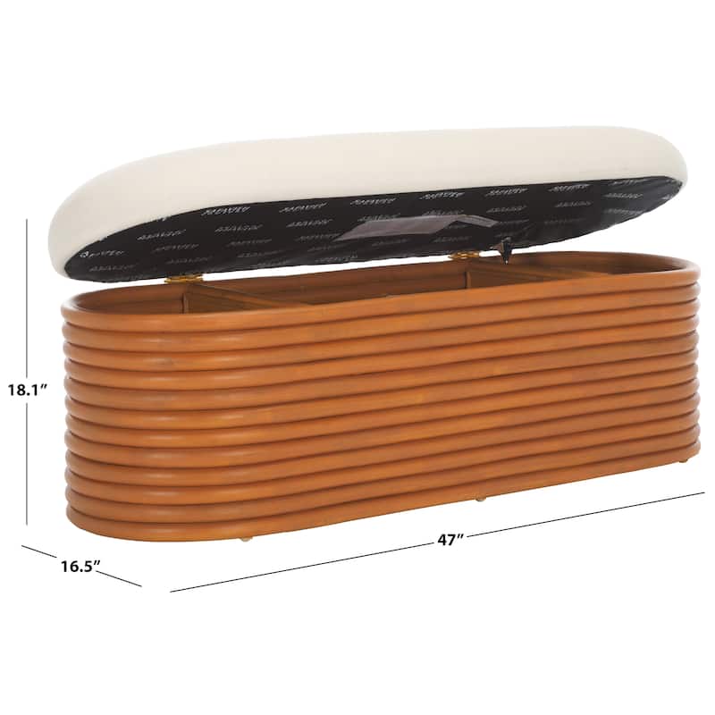 SAFAVIEH Couture Bayard Rattan Storage Bench - 47"W x 17"D x 18"H