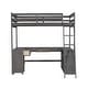preview thumbnail 17 of 15, Antique Brown Twin Size Solid Wood Loft Bed with Desk, Blackboard, and Storage