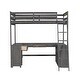 preview thumbnail 17 of 15, Antique Brown Twin Size Solid Wood Loft Bed with Desk, Blackboard & Drawers