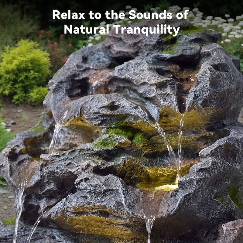 Polyresin Outdoor 3-Tier Rainforest Cascading Weather Resistant Waterfall Fountain