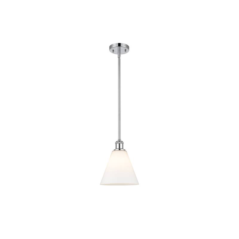 Innovations Lighting Berkshire 1 Light 8" Mini Pendant - Polished Chrome/Matte White