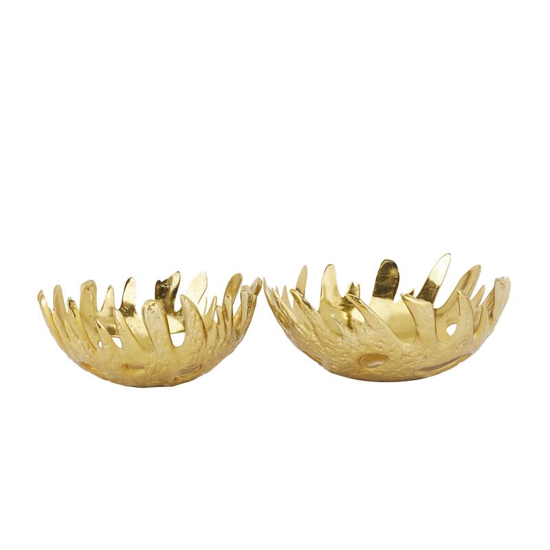 Aluminum Metal Decorative Bowl - Set of 2 Silver, Gold, Black - Roche River Decor - Gold