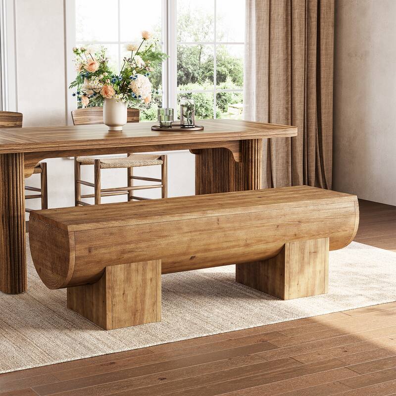Farmhouse Solid Wood Dining Bench, Entryway Shoe Bench, Kitchen Bench for Dining/Living Room, Hallway