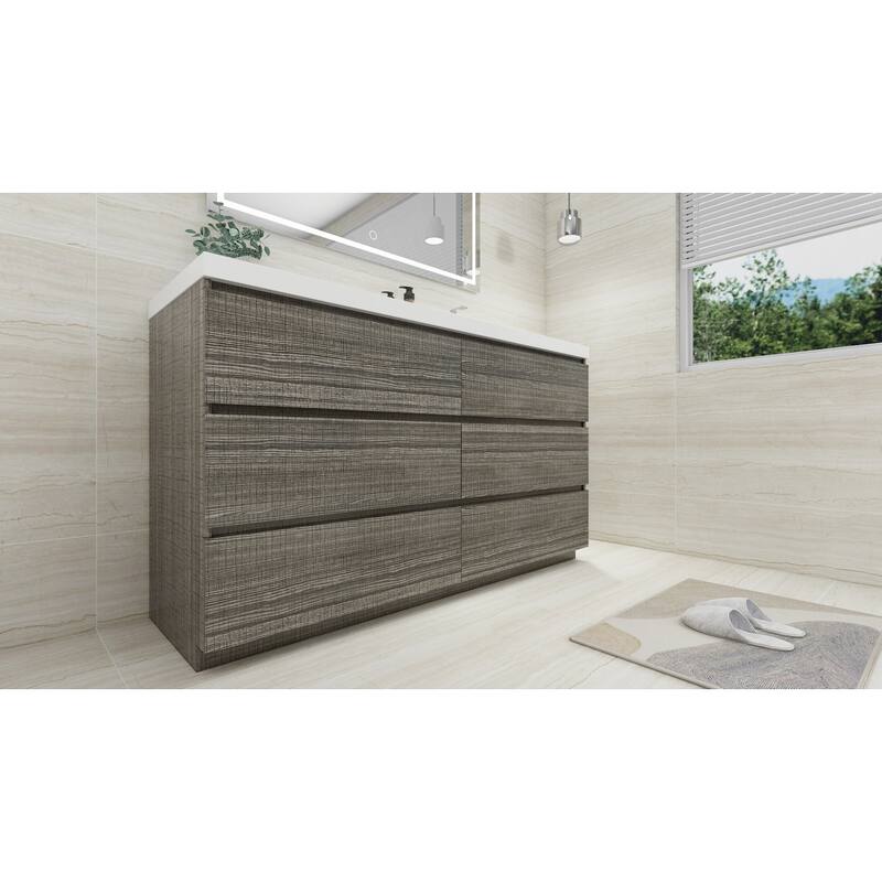 Aron 60'' Freestanding Vanity with Right Single Sink