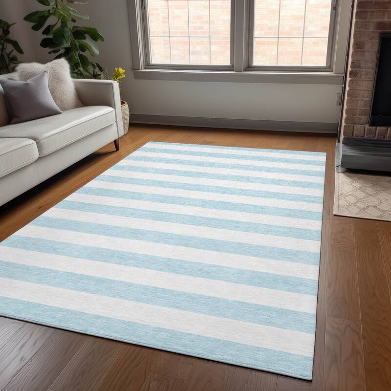 Alro Stripe Weather Resistant Classic Meets Modern Runner Outdoor Rug