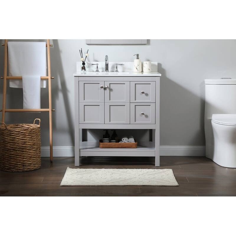 Elegant Lighting VF16432 Theo 32" Free Standing Single Basin Vanity