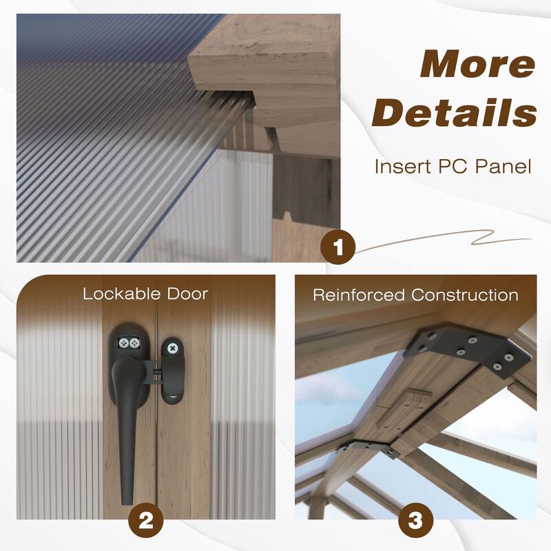 VEIKOUS Walk-in Wooden Greenhouse for Outside, Garden and Backyard, Light Mocha Brown