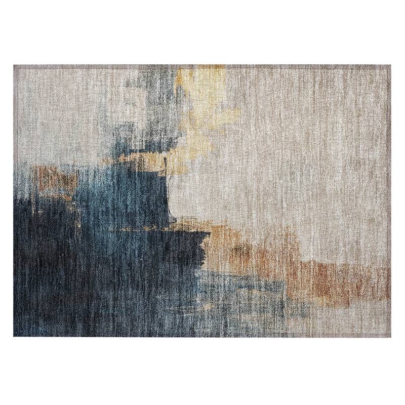 Machine Washable Indoor/ Outdoor Abstract Chantille Rug