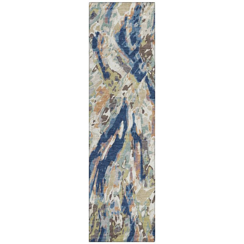 Machine Washable Indoor/ Outdoor Brushstrokes Chantille Rug