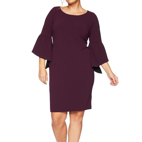 bell sleeve purple dress