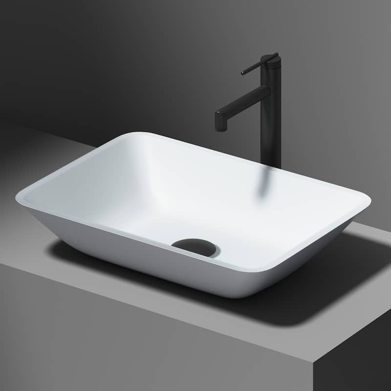VIGO Sottile 18"L x 13"W x 4"H Glass Rectangular Vessel Bathroom Sink