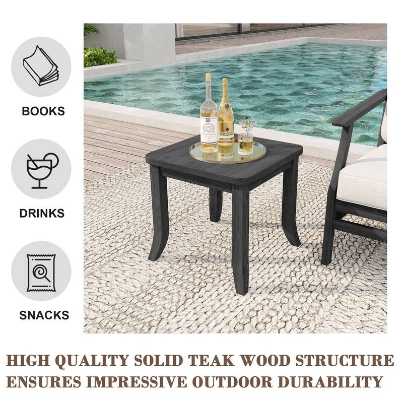 Patio Teak Wood Outdoor Square Side Table